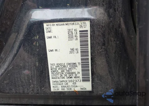 2018 Nissan Altima 2.5 Sl из США, поврежденный, VIN 1N4AL3APXJC102372